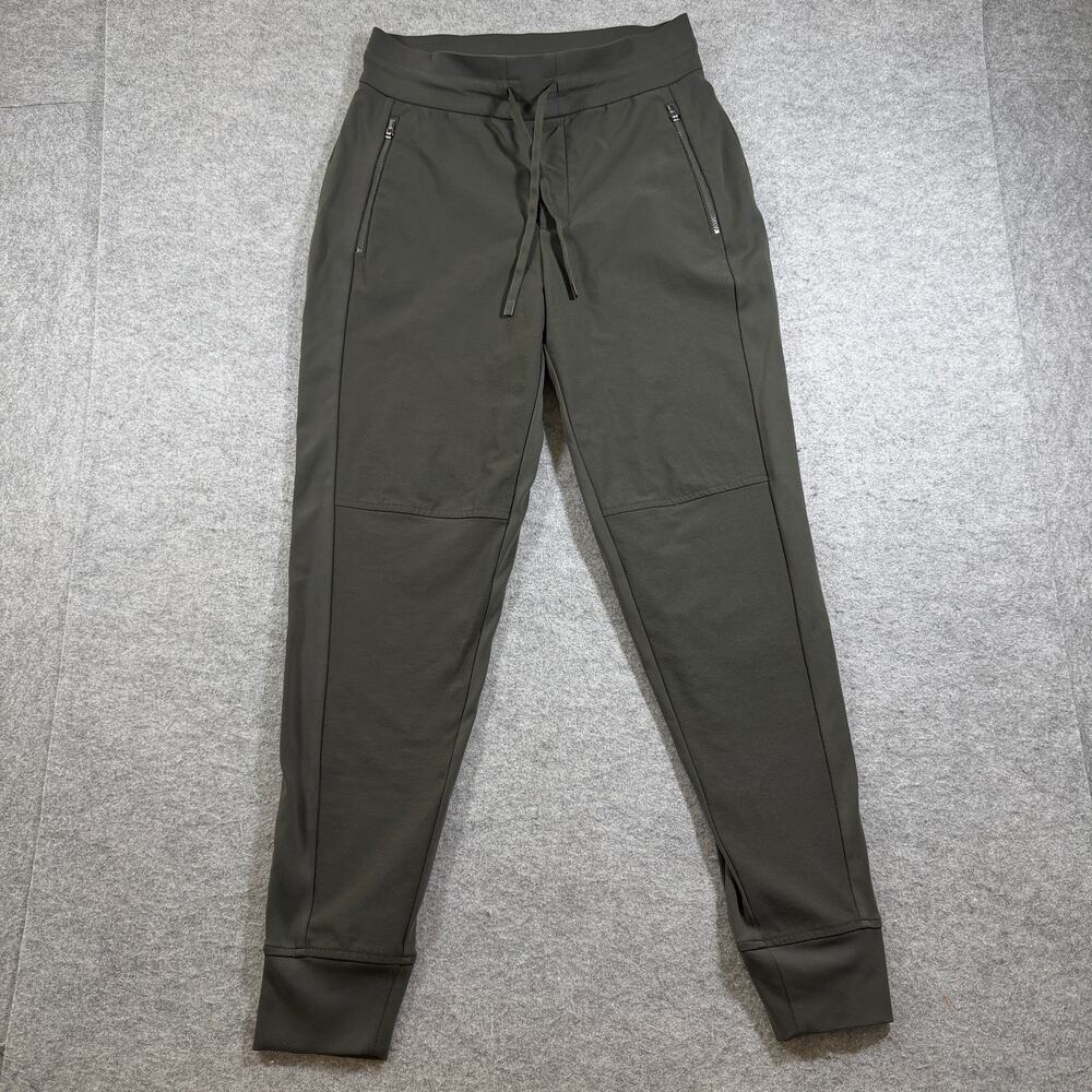 Athleta Joggers Womens 4 Olive Green Zip Pockets Tapered Lounge Athleisure